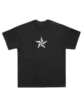 Black Tee with White Star Graphic